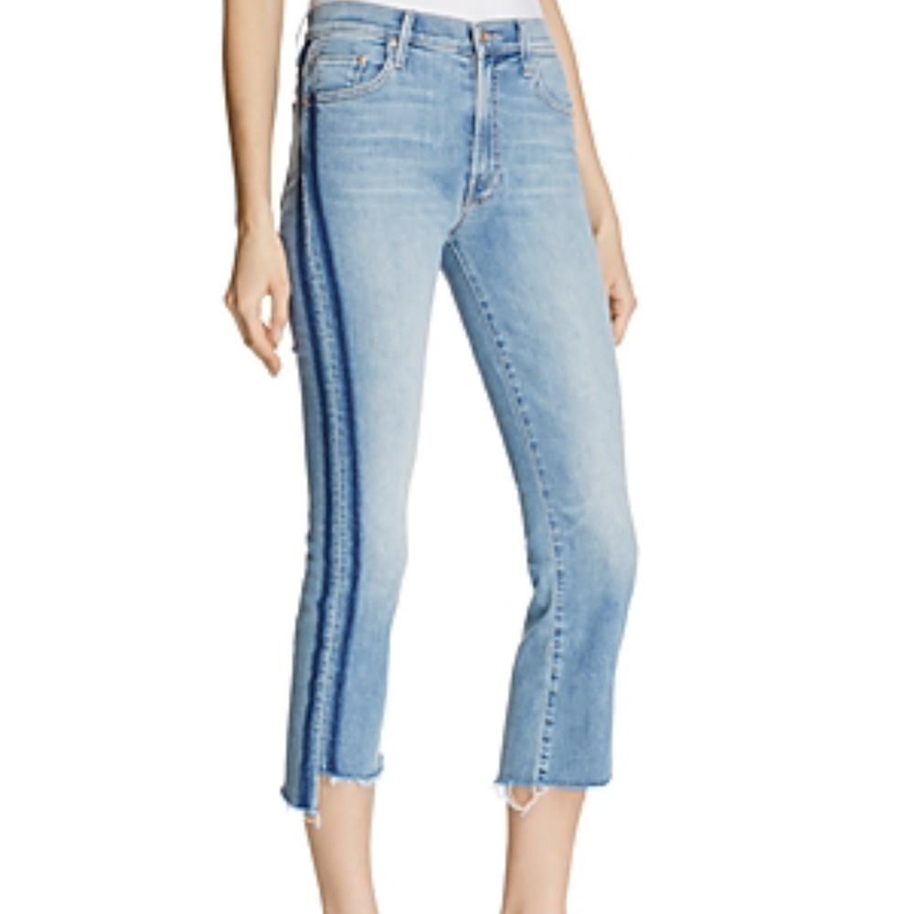 Mother Insider Crop Step Fray Jeans In Light Kitty